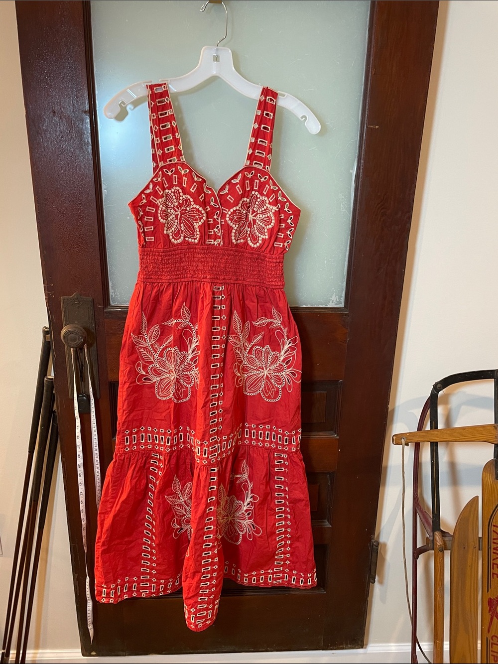 Rails Red Embroidered Midi Dress